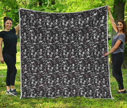 Black And White Skeleton Pattern Print Quilt
