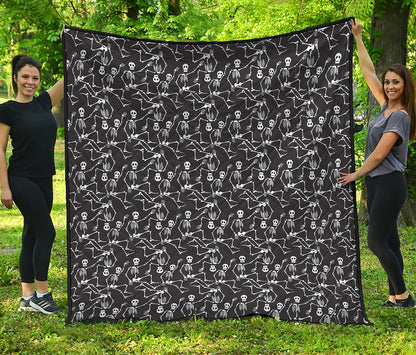 Black And White Skeleton Pattern Print Quilt