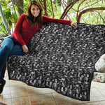 Black And White Skeleton Pattern Print Quilt