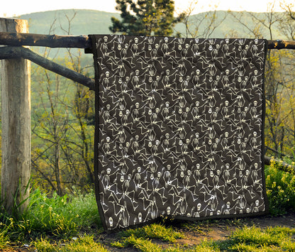 Black And White Skeleton Pattern Print Quilt