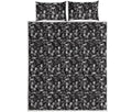 Black And White Skeleton Pattern Print Quilt Bed Set