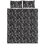 Black And White Skeleton Pattern Print Quilt Bed Set