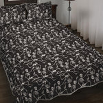 Black And White Skeleton Pattern Print Quilt Bed Set