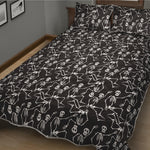 Black And White Skeleton Pattern Print Quilt Bed Set
