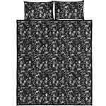 Black And White Skeleton Pattern Print Quilt Bed Set