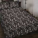 Black And White Skeleton Pattern Print Quilt Bed Set