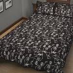 Black And White Skeleton Pattern Print Quilt Bed Set