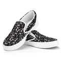 Black And White Skeleton Pattern Print White Slip On Sneakers