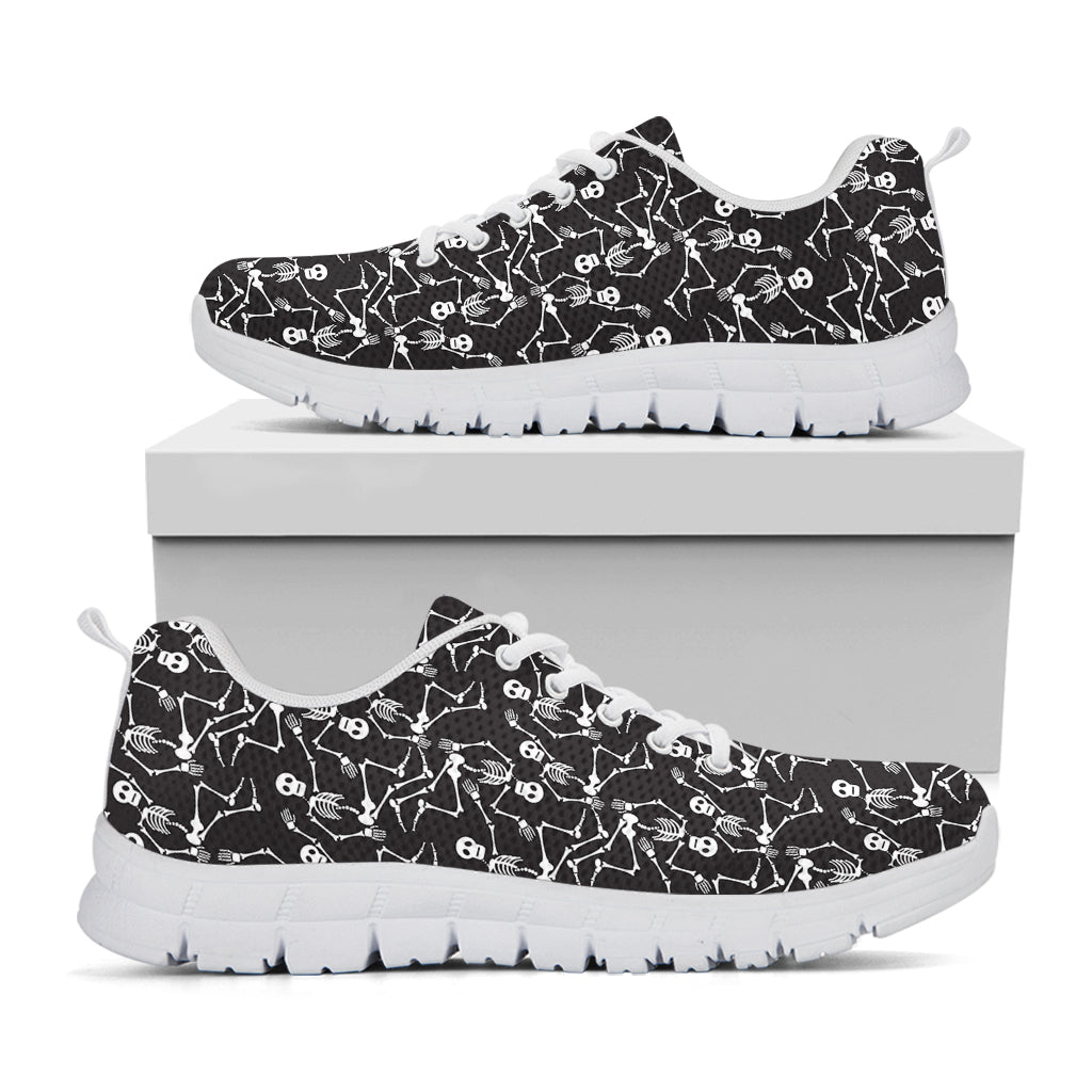 Black And White Skeleton Pattern Print White Sneakers