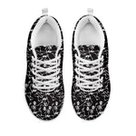 Black And White Skeleton Pattern Print White Sneakers