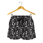 Black And White Skeleton Pattern Print Women's Shorts