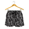 Black And White Skeleton Pattern Print Women's Shorts