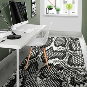 Black And White Snakeskin Print Area Rug