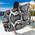 Black And White Snakeskin Print Beach Sarong Wrap