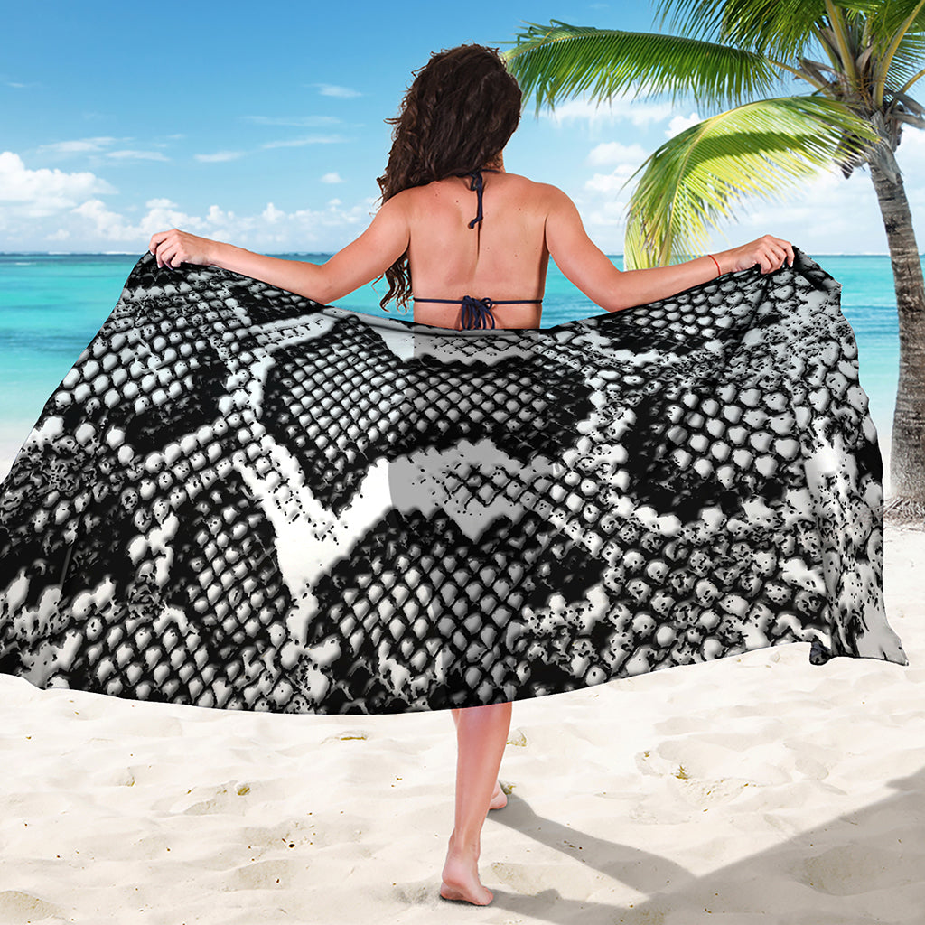Black And White Snakeskin Print Beach Sarong Wrap