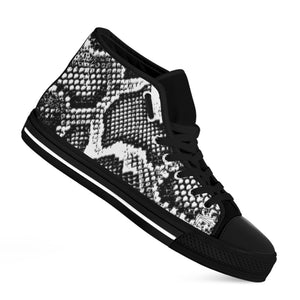 Black And White Snakeskin Print Black High Top Shoes