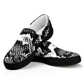 Black And White Snakeskin Print Black Slip On Sneakers