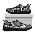 Black And White Snakeskin Print Black Running Shoes