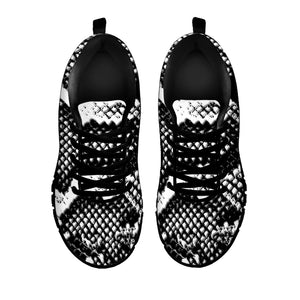 Black And White Snakeskin Print Black Sneakers