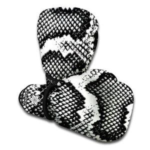 Black And White Snakeskin Print Boxing Gloves