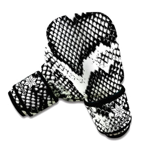 Black And White Snakeskin Print Boxing Gloves