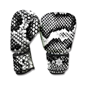 Black And White Snakeskin Print Boxing Gloves