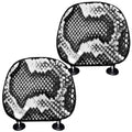 Black And White Snakeskin Print Car Headrest Covers