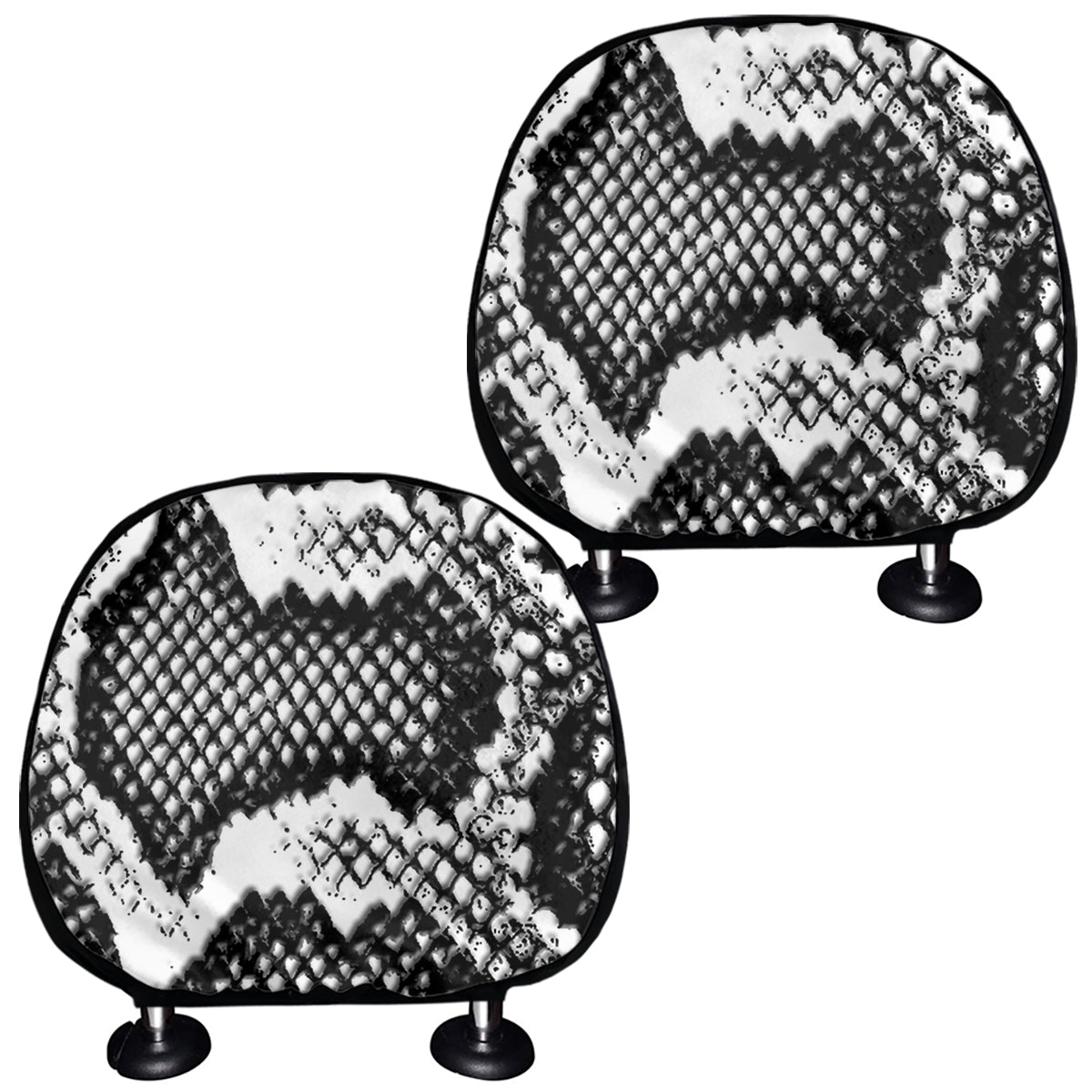 Black And White Snakeskin Print Car Headrest Covers