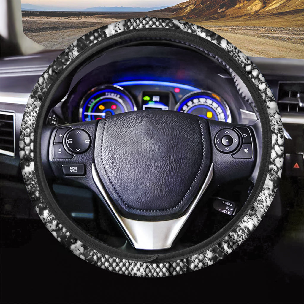 Black And White Snakeskin Print Car Steering Wheel Cover