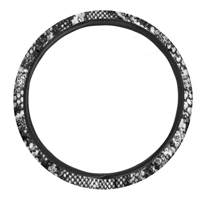 Black And White Snakeskin Print Car Steering Wheel Cover