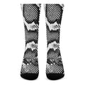 Black And White Snakeskin Print Crew Socks