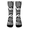 Black And White Snakeskin Print Crew Socks