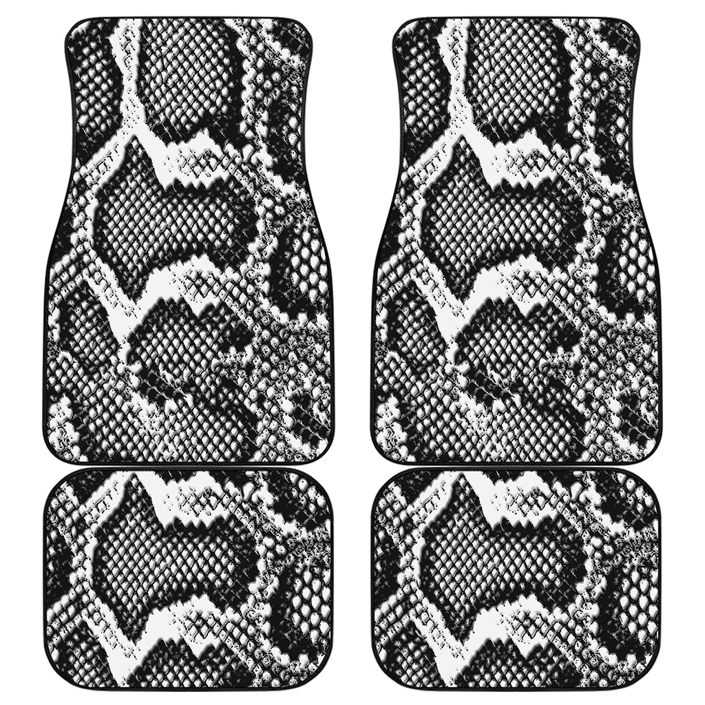 Black And White Snakeskin Print Front and Back Car Floor Mats