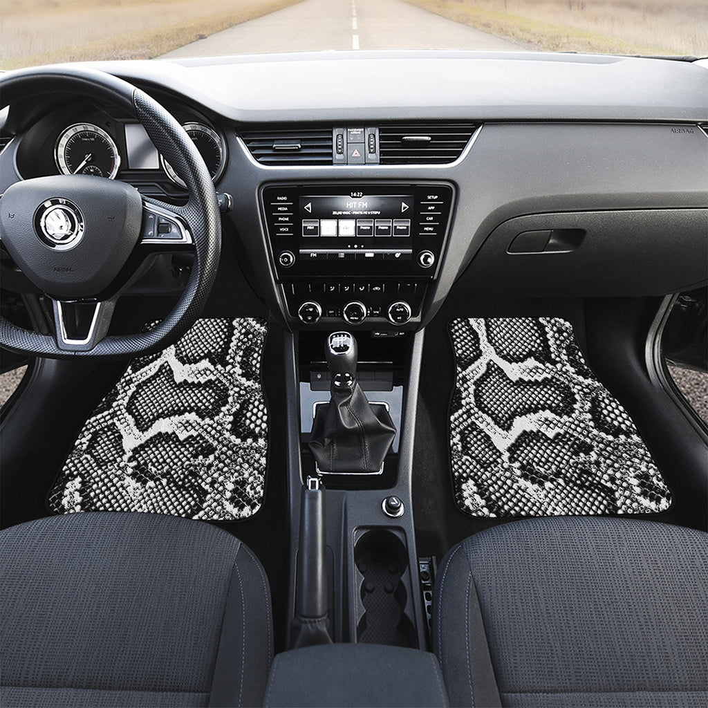 Black And White Snakeskin Print Front and Back Car Floor Mats