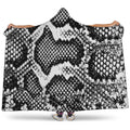 Black And White Snakeskin Print Hooded Blanket