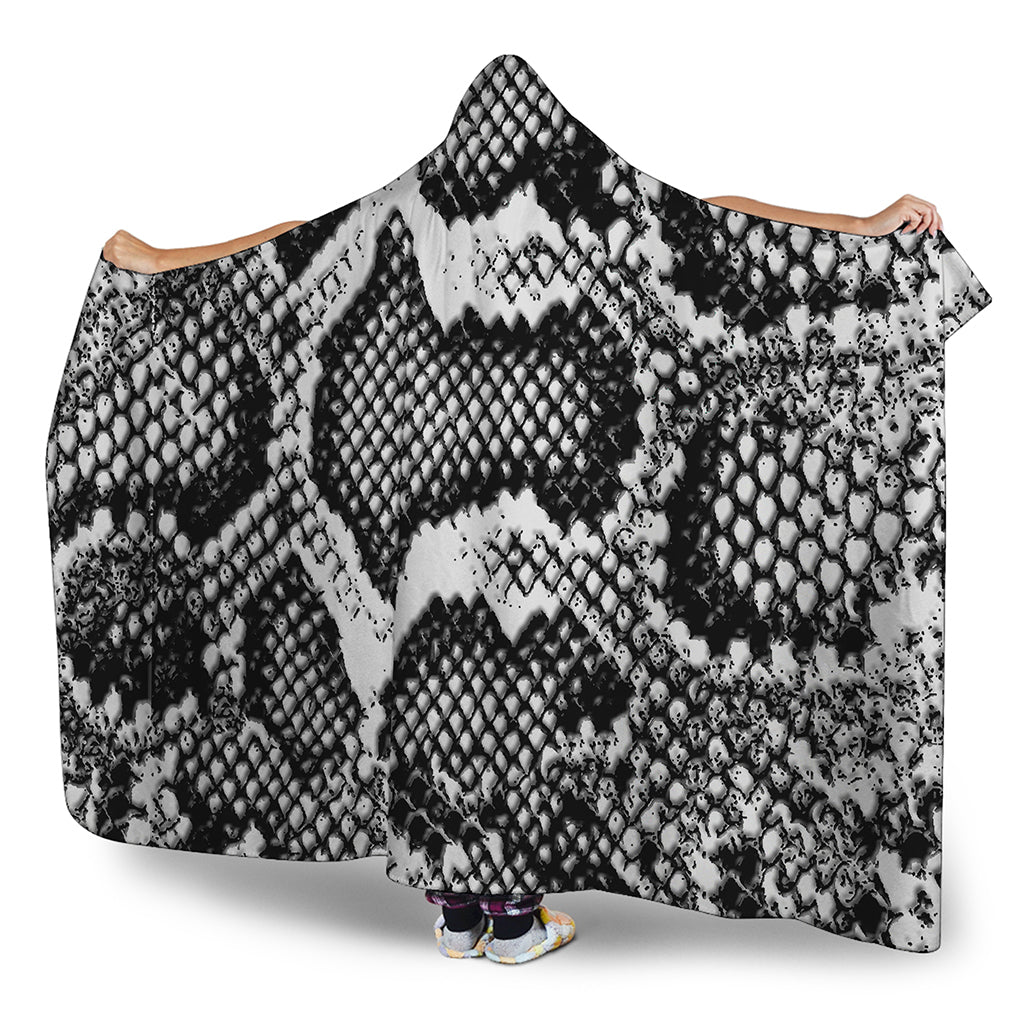Black And White Snakeskin Print Hooded Blanket