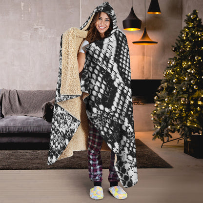 Black And White Snakeskin Print Hooded Blanket