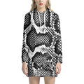 Black And White Snakeskin Print Pullover Hoodie Dress