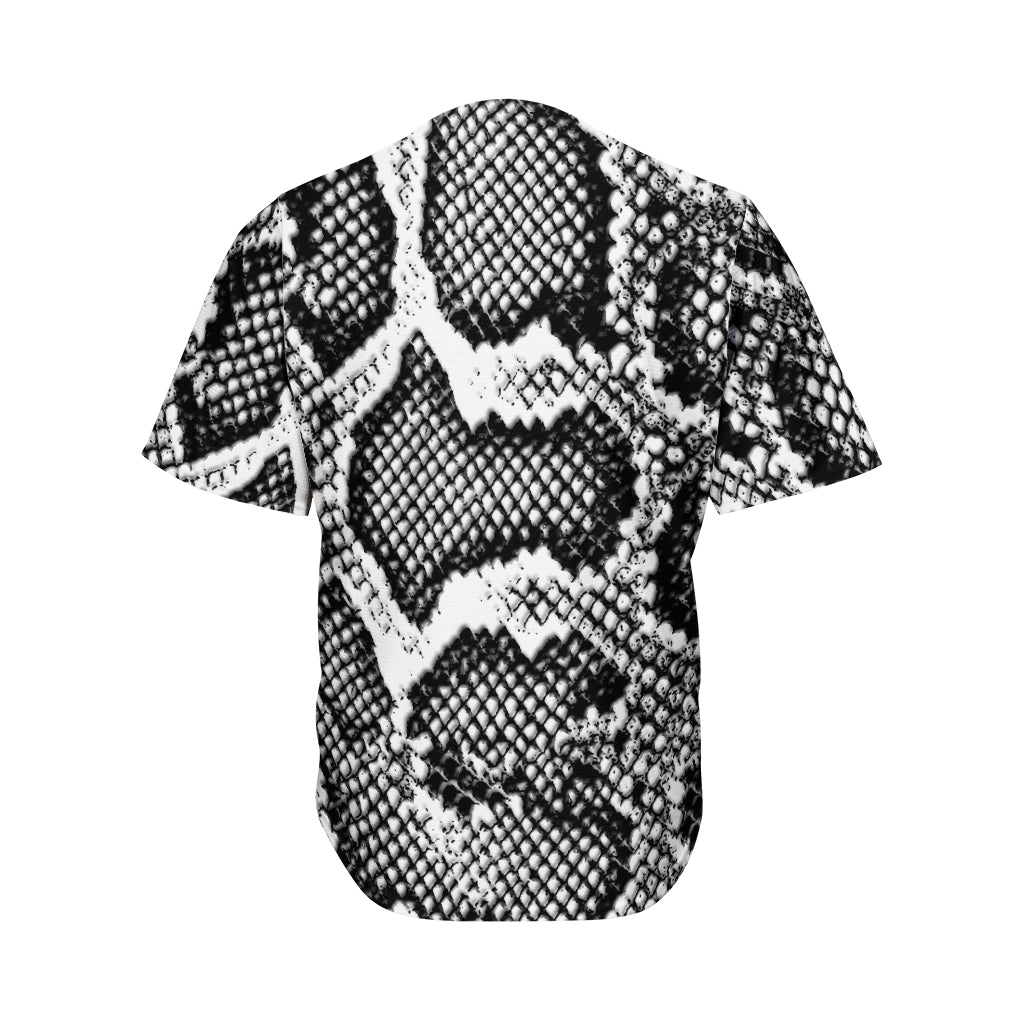 Black And White Snakeskin Print Men's Baseball Jersey