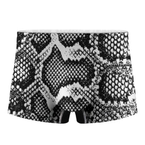 Black And White Snakeskin Print Men's Boxer Briefs