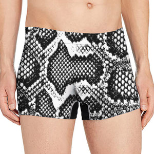 Black And White Snakeskin Print Men's Boxer Briefs