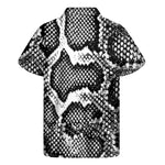 Black And White Snakeskin Print Men's Short Sleeve Shirt