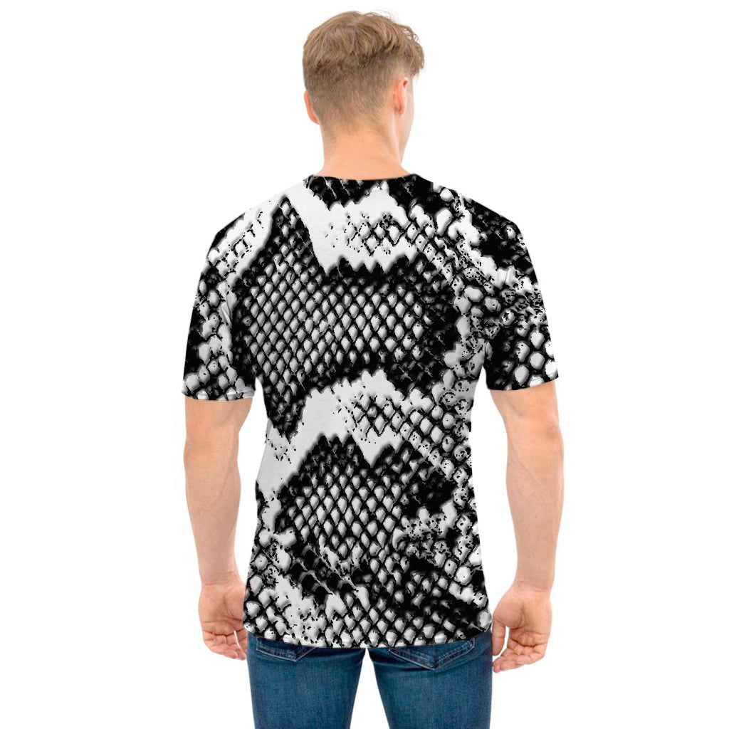 Black And White Snakeskin Print Men's T-Shirt