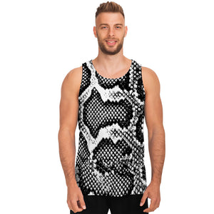 Black And White Snakeskin Print Men's Tank Top