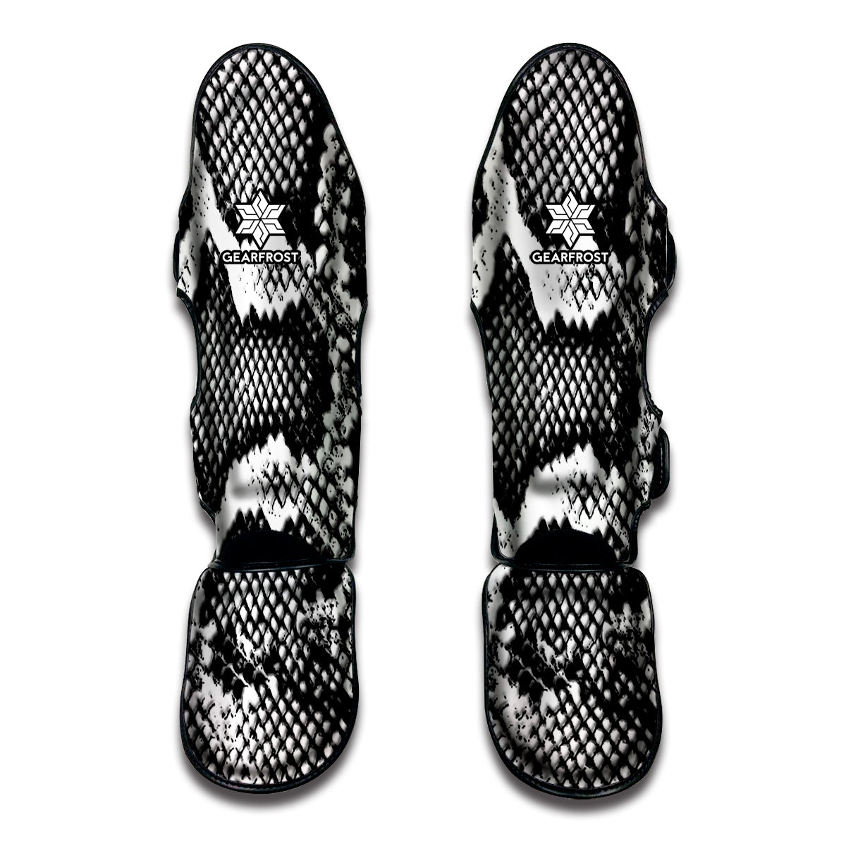 Black And White Snakeskin Print Muay Thai Shin Guard