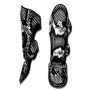 Black And White Snakeskin Print Muay Thai Shin Guard