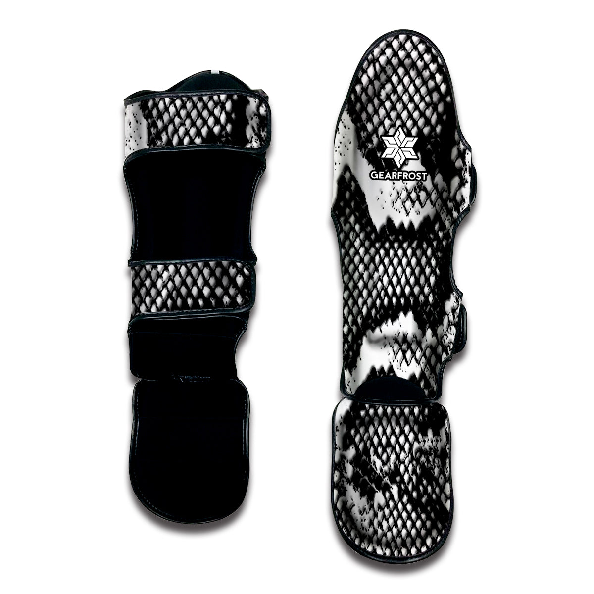 Black And White Snakeskin Print Muay Thai Shin Guard