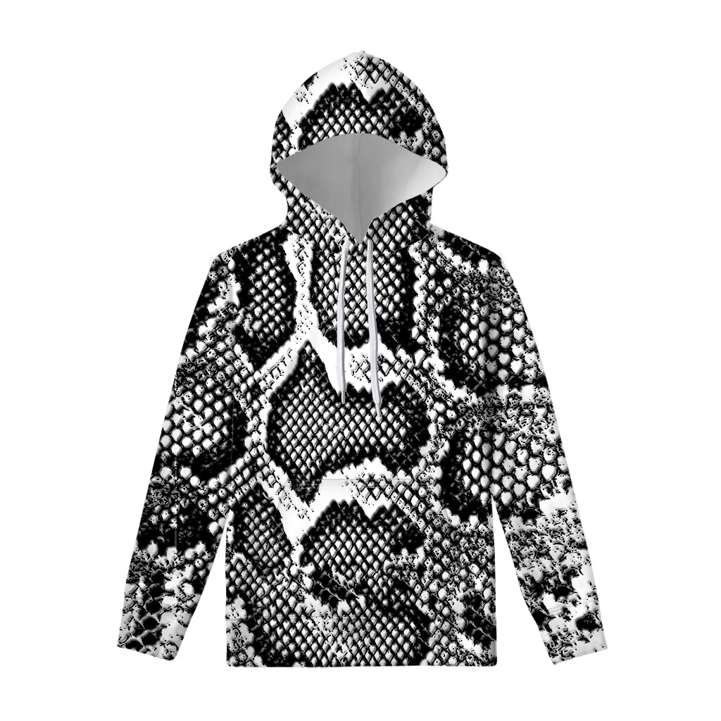 Black And White Snakeskin Print Pullover Hoodie