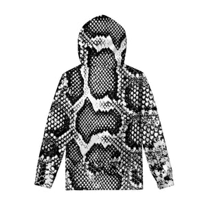 Black And White Snakeskin Print Pullover Hoodie