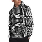 Black And White Snakeskin Print Pullover Hoodie